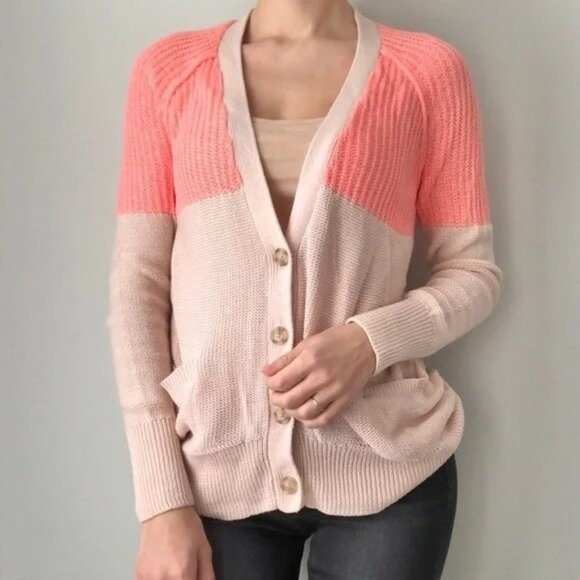 American Eagle Outfitters knit Cardigan S Button-Down Peach Beige Long Sleeve - Picture 1 of 6